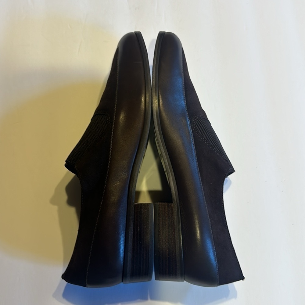 NWOT Ascot Etienne Aigner dark brown loafers all leather upper stretchy front - Picture 4 of 9